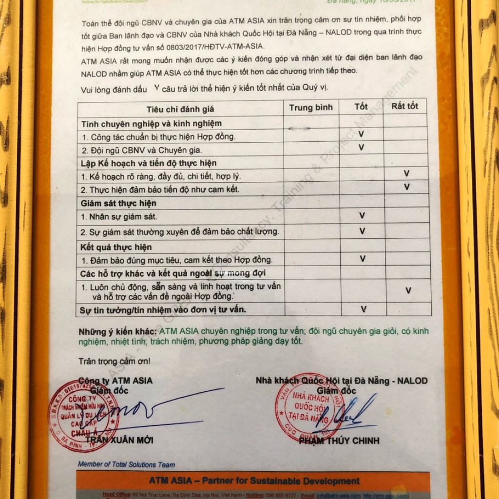 Nalod Da Nang chung nhan ATM ASIA